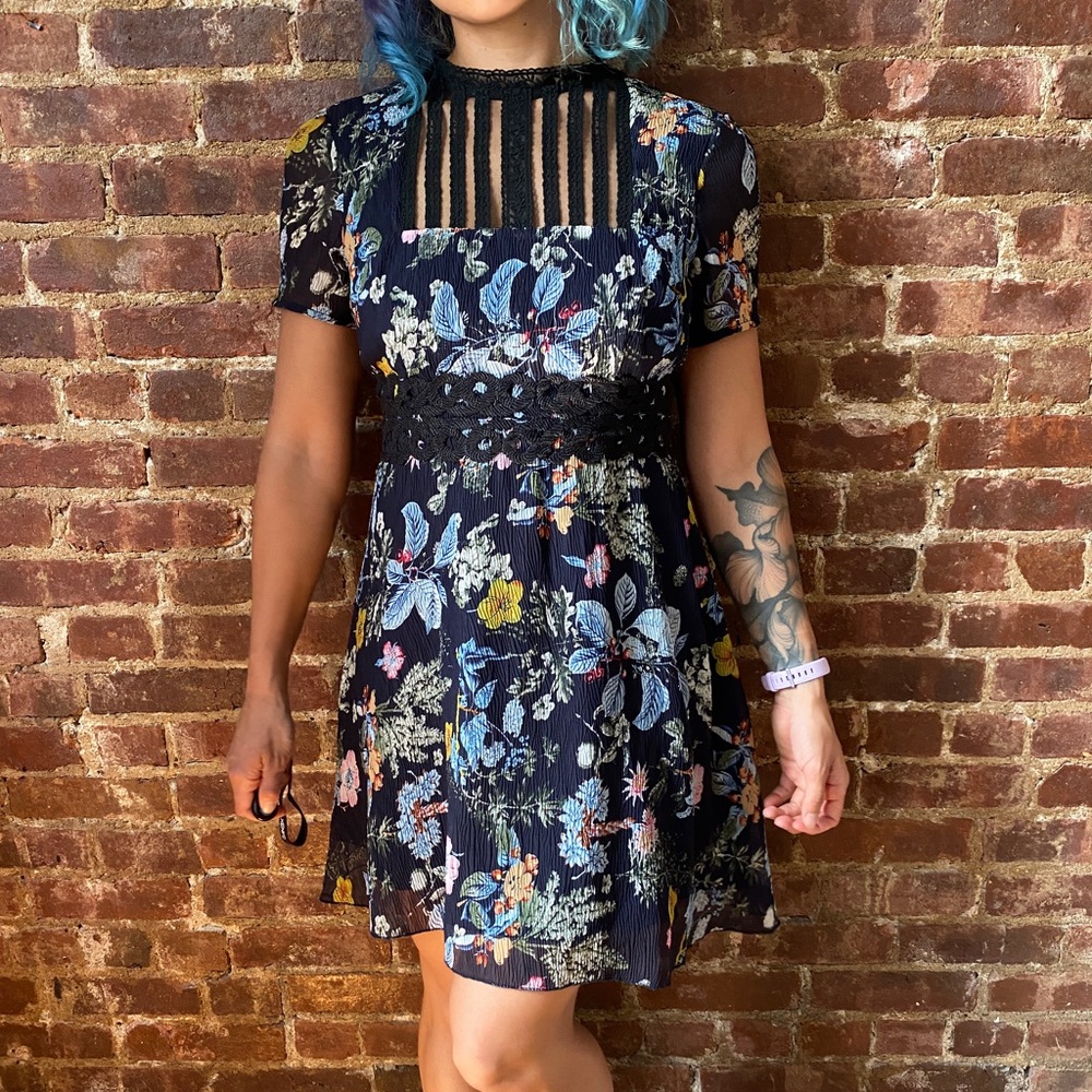 Foxiedox blue crepe floral dress